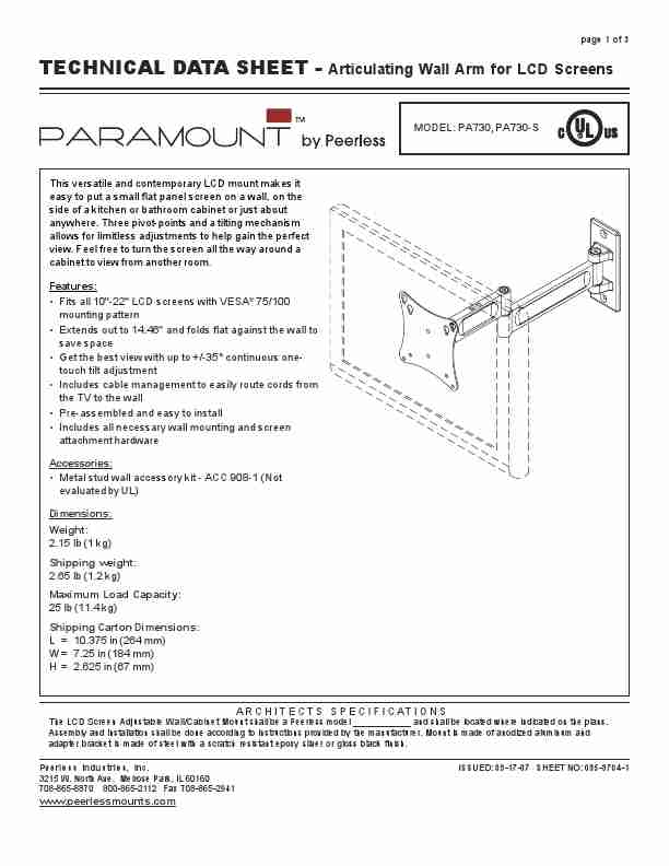 Peerless Industries TV Mount PA730-S-page_pdf